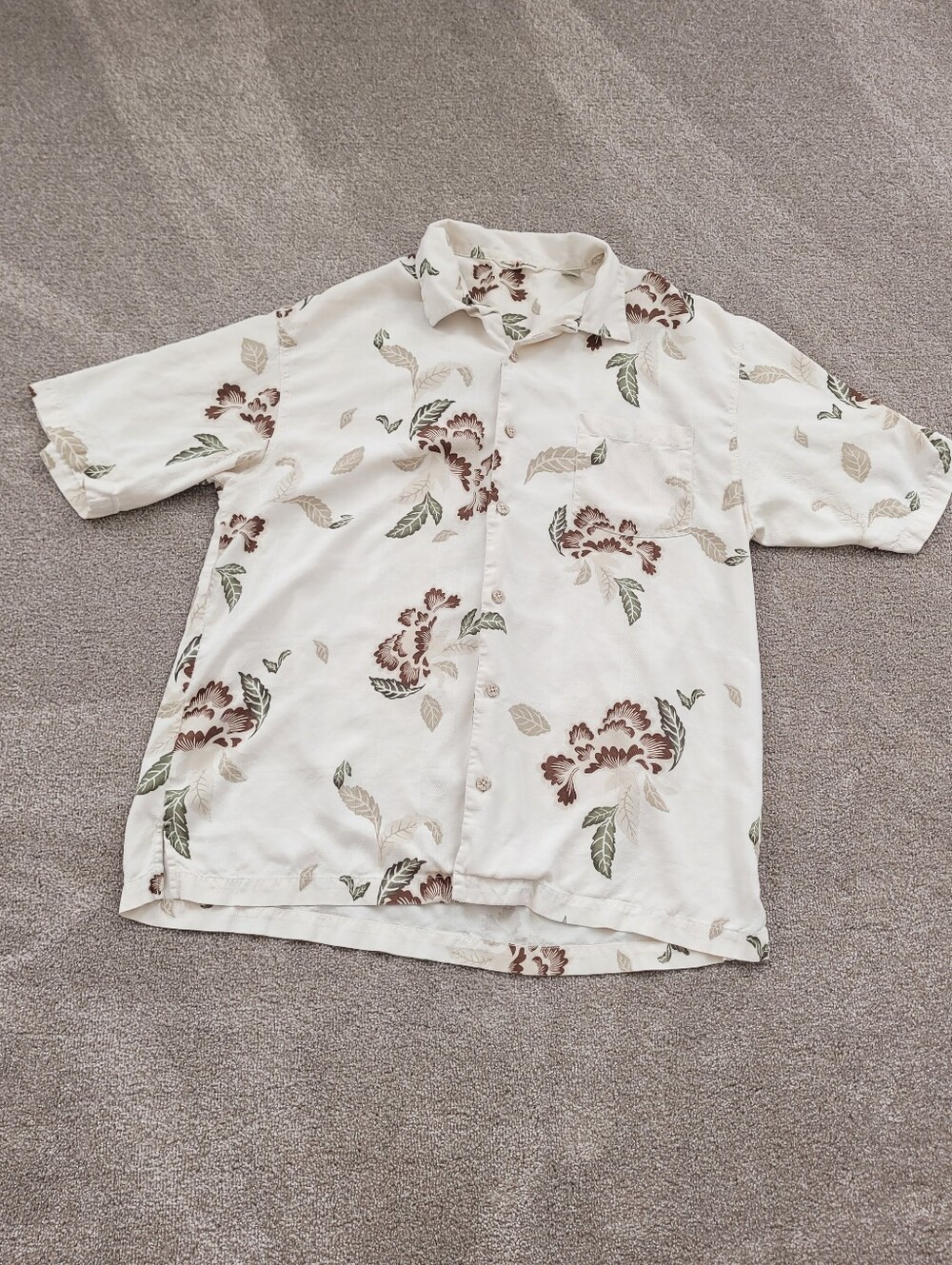 Tommy Bahama Silk Men's Short Sleeve Floral Button-Up Shirt Size Large